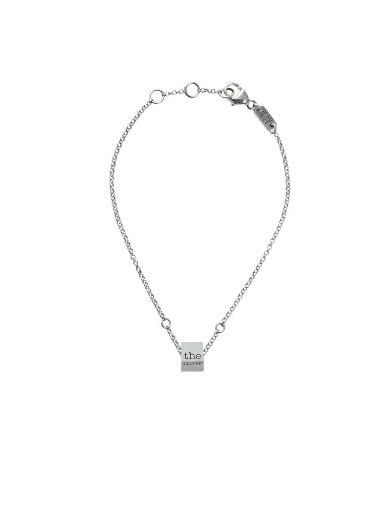 the now studios the edge bracelet - sterling silver the now cube logo pendant, hand-dipped in 18K gold.