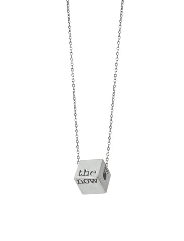 the now the edge necklace - sterling silver cube pendant hand-dipped in 18K gold on the edge between the beginning & the end, at the intersection of what was & what has yet to be. 