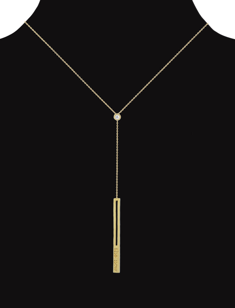 Gold bar lariat necklace sale