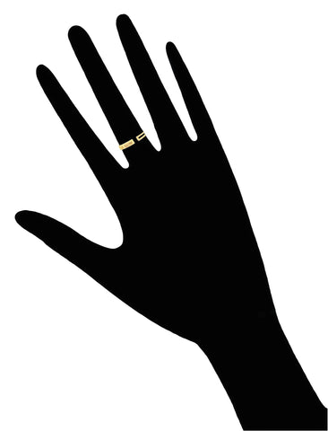 jewelry for this moment. the now.  a prominent 14K gold bar ring embossed with the now logo serves as a playful reminder to always raise the bar.
